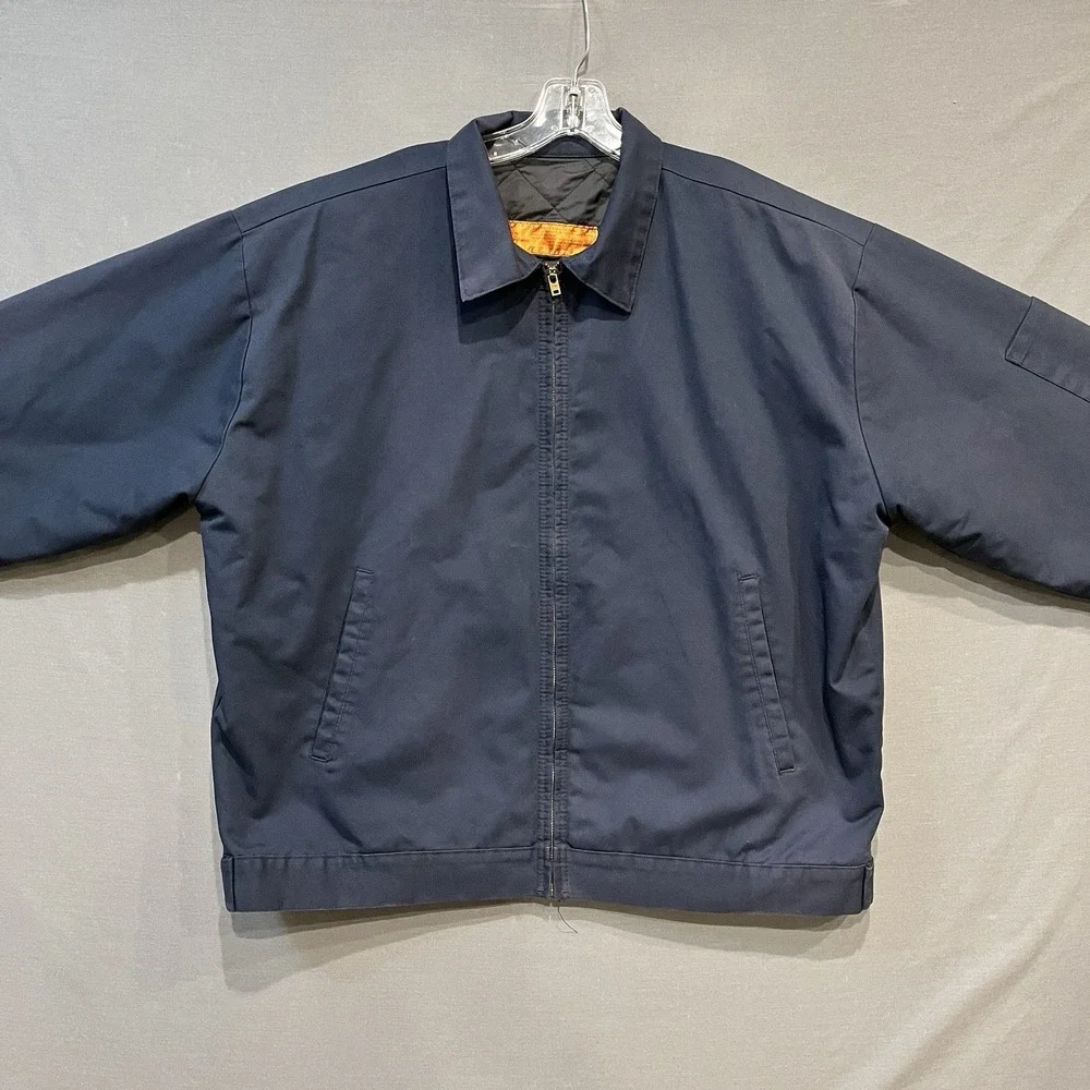 MJ22‎ Work Jacket Men's XL-RG Blue Distressed Quilted Lining Full Zip Workwear